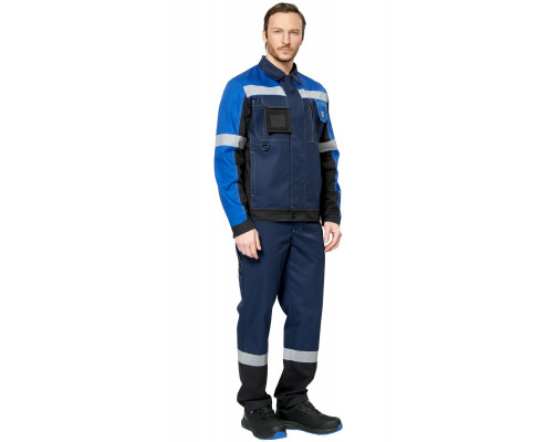 Куртка мужская рабочая летняя для ИТР "Виват" NEW сине-черно-васильковая